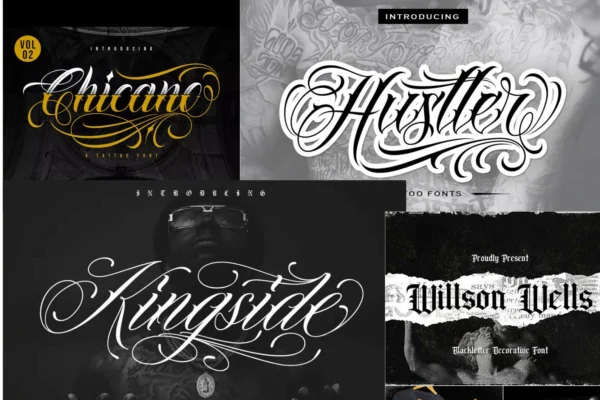 Procreate Tattoo 10  Font Bundle: Professional Fonts for Artists, Calligraphy font,for cricut, TTF/OTF - Image 4