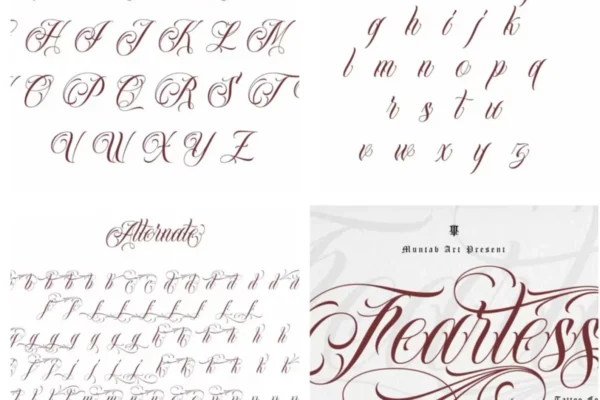 Vintage-Inspired Tattoo Fonts Bundle: Black Angela, Bandito, Durango, Fearless, The Hustler, Munchberg - Perfect for Logos, T-Shirts. - Image 6